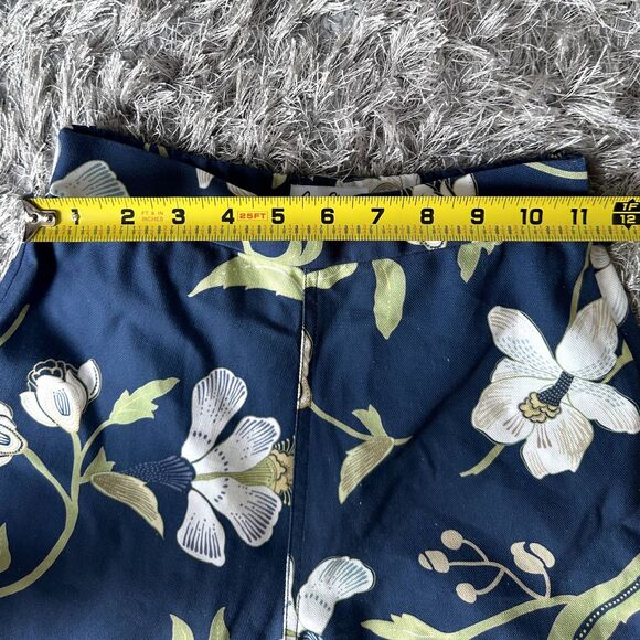 Coco Shop High-Waisted, Wide-Leg Pants in Navy Hibiscus 100% Cotton Size XS - Picture 7 of 13
